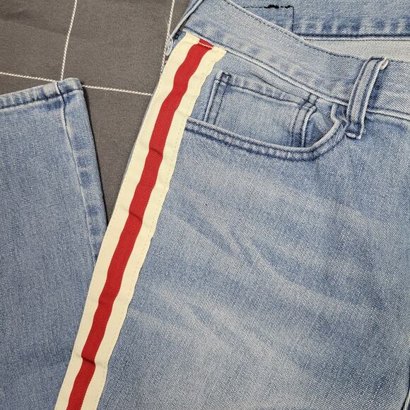 Pacsun womens Jeans 30x32 Skinny stretch red white racer side stripes sporty - Picture 4 of 9
